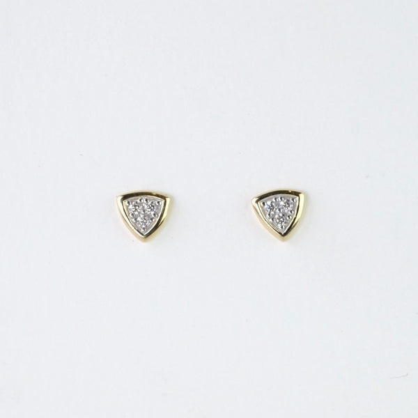 Gold and Cubic Zirconia Triangular Studs.