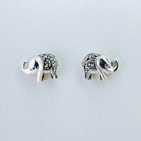 Marcasite and Silver 'Elephant' Stud Earrings.