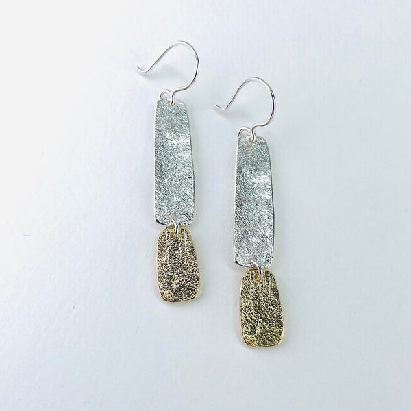 Textured Silver and Gold Plated Geometric Earrings by JB Designs.