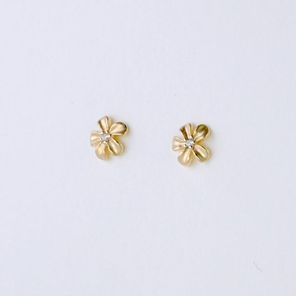 Gold and Cubic Zirconia Flower Studs.