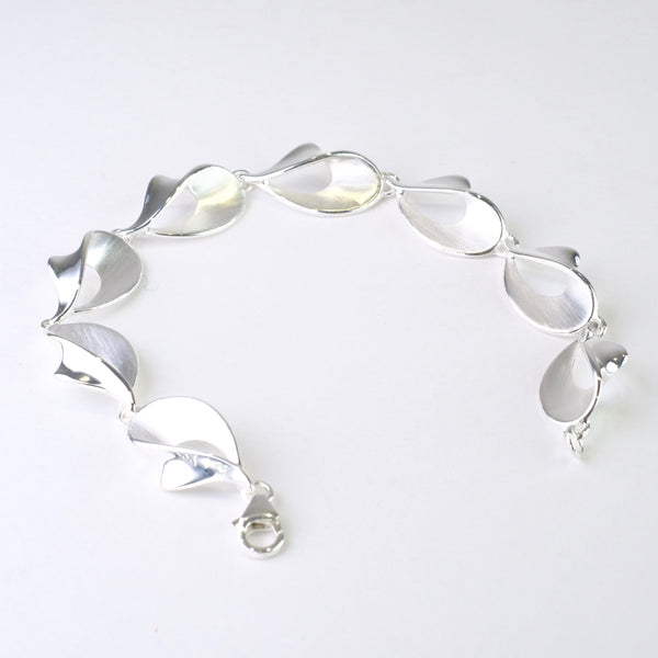 Satin and Polished Silver Linked Bracelet by JB Designs.