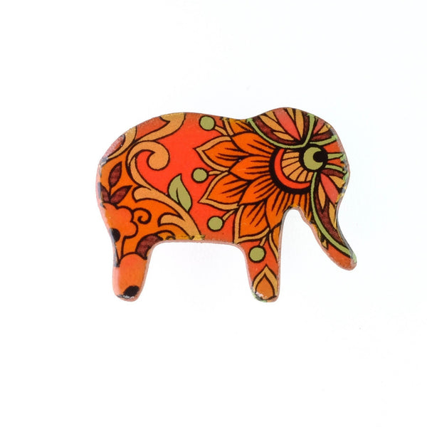 Handmade Ceramic Elephant Brooch.