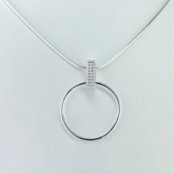 Sterling Silver and CZ Multi Stone Circle Pendant by JB Designs.