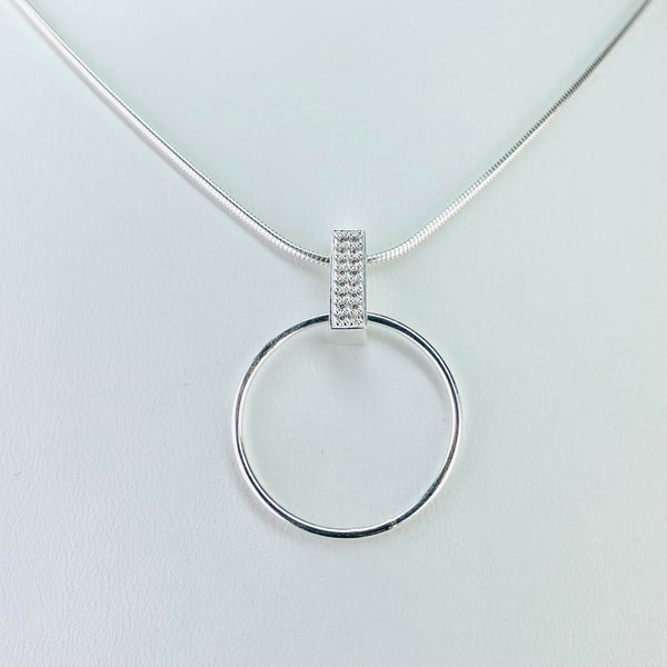 Sterling Silver and CZ Multi Stone Circle Pendant by JB Designs