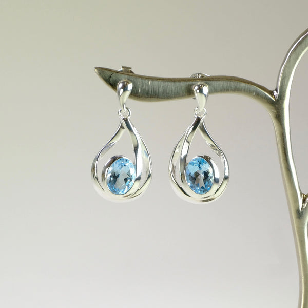 Organic Blue Topaz and Silver Earrings by JB Designs.