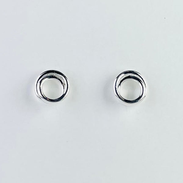 Circular Silver Stud Earrings by JB Designs.