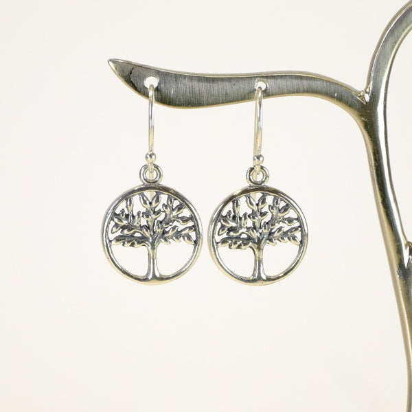 Silver Tree of Life Drop Earrings.