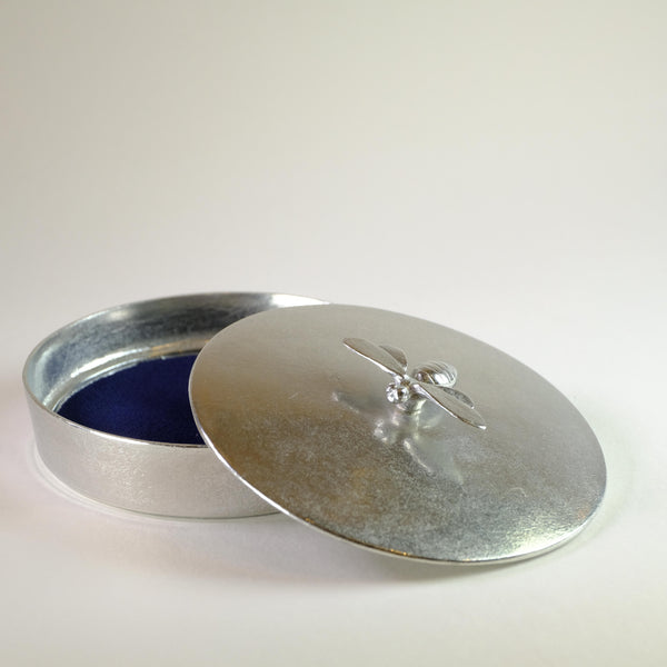 Large Pewter Trinket Box with Bee.