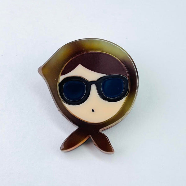 Resin 'Lady in Brown Scarf' Brooch.