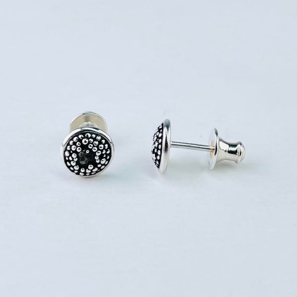 Handmade Silver Sunflower Centre Stud Earrings by Sheena McMaster.