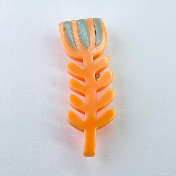 Orange Resin Cactus Brooch.