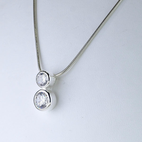 Sterling Silver and CZ Double Drop Pendant by JB Designs.