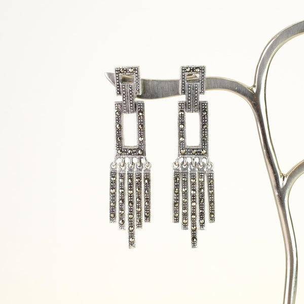 Art Deco Style Marcasite and Silver Drop Earrings.