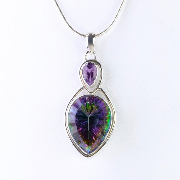 Sterling Silver Amethyst and Mystic Topaz Pendant.