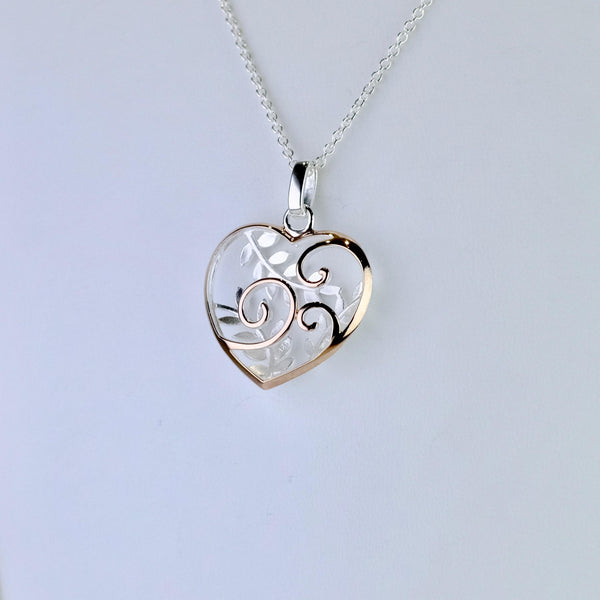 Silver Decorated Heart Shaped Pendant by 'Unique'