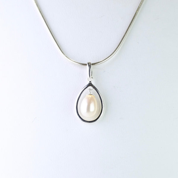 Sterling Silver and Pearl Tear Drop Pendant.