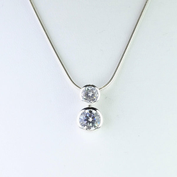 Sterling Silver and CZ Double Drop Pendant by JB Designs.