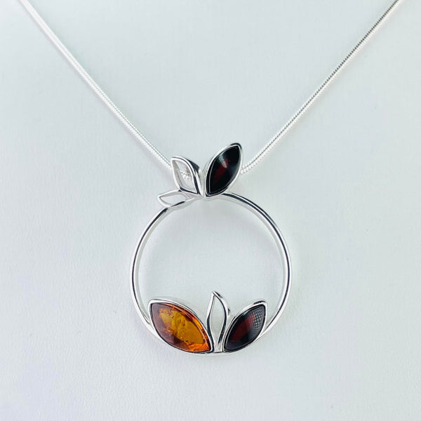 Two Shades of Amber with Sterling Silver Pendant.