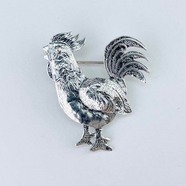 Silver Cockerel Design Brooch by JB Designs
