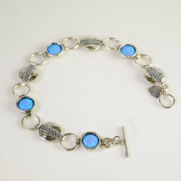 Silver Circles and Opal Bracelet.
