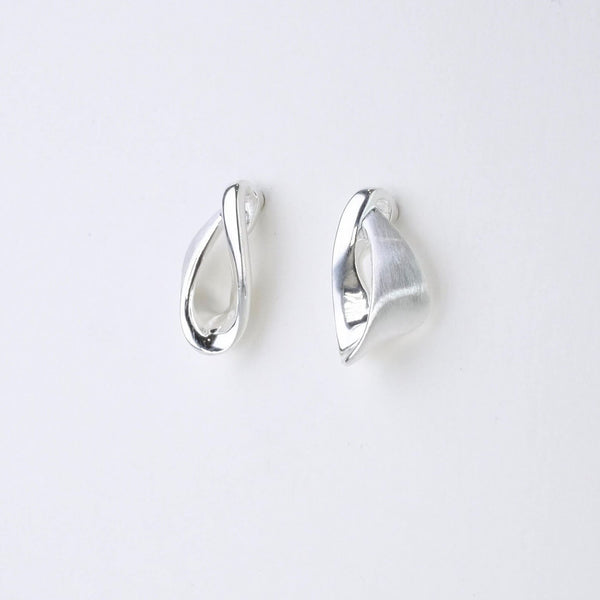 Satin and Polished Silver Stud Earrings by JB Designs.