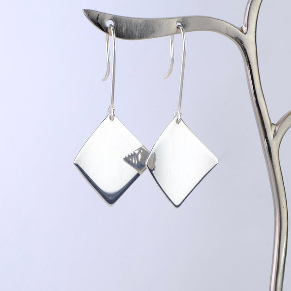 High Polished Silver Drop Earrings by JB Designs.