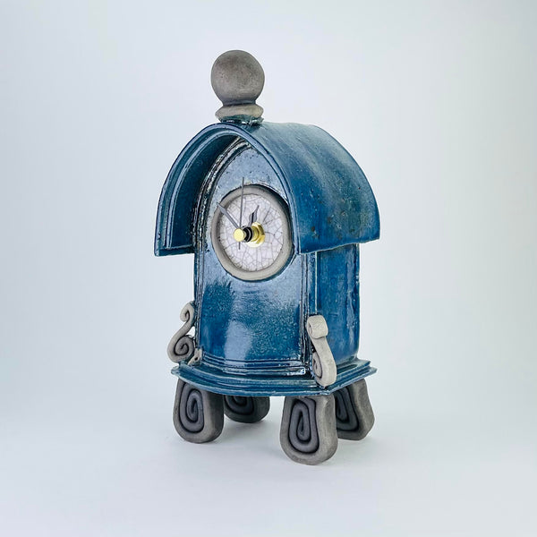 Dark Blue Ceramic Clock by Ian Roberts.
