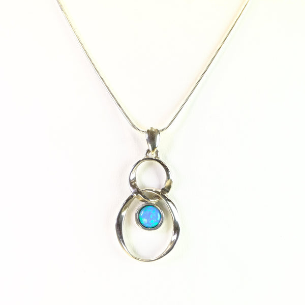 Sterling Silver and Opal Twist Pendant.