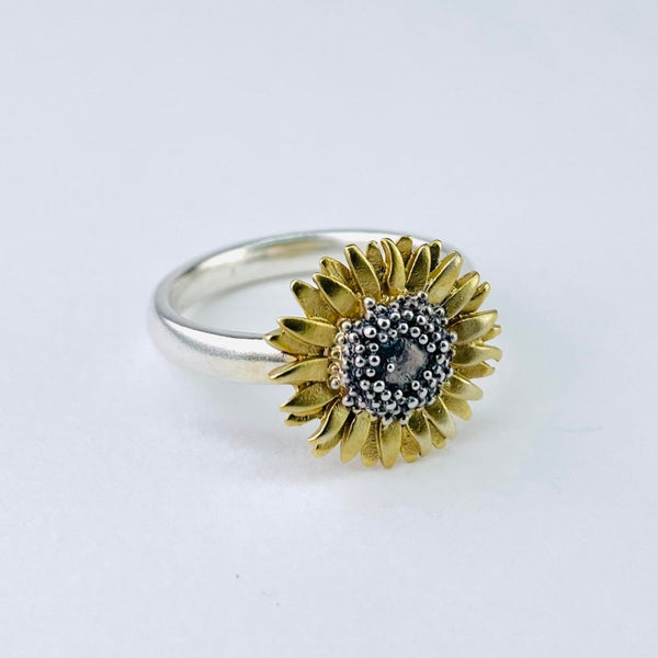 Sheena McMaster Silver and Gold Plated Sunflower Ring.