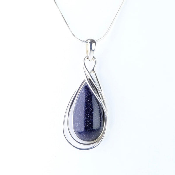 Sterling Silver and Blue Goldstone Pendant.