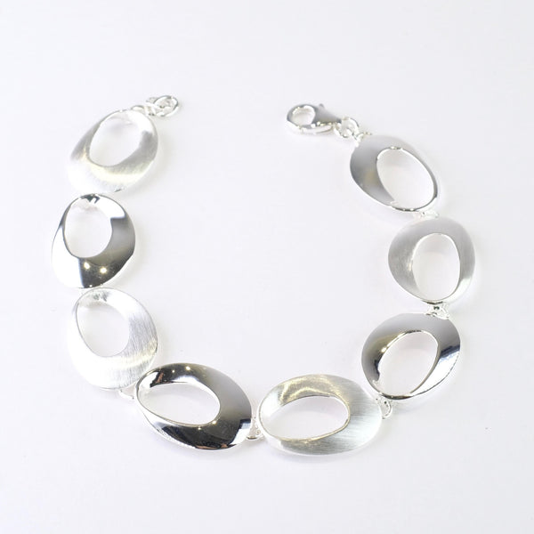 Satin and Polished Silver Linked Bracelet by JB Designs.