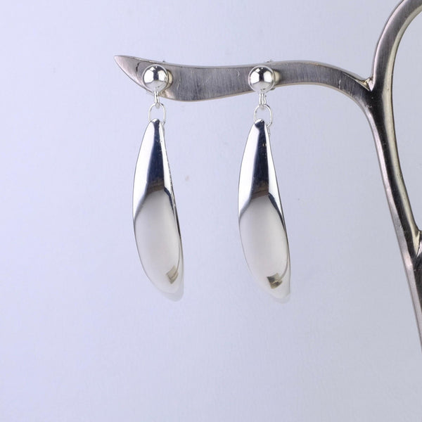 Polished Silver Curved Drop Earrings by JB Designs.