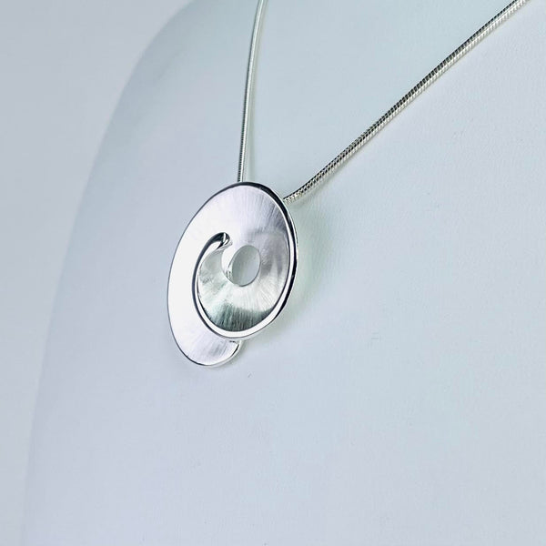 Spiral Brushed Silver Pendant by JB Designs.