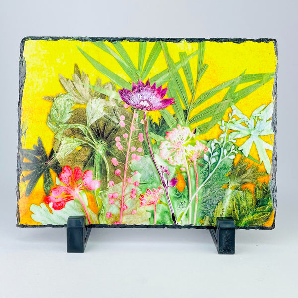 Polished Slate Plaque -'Tropical Paradise' Design