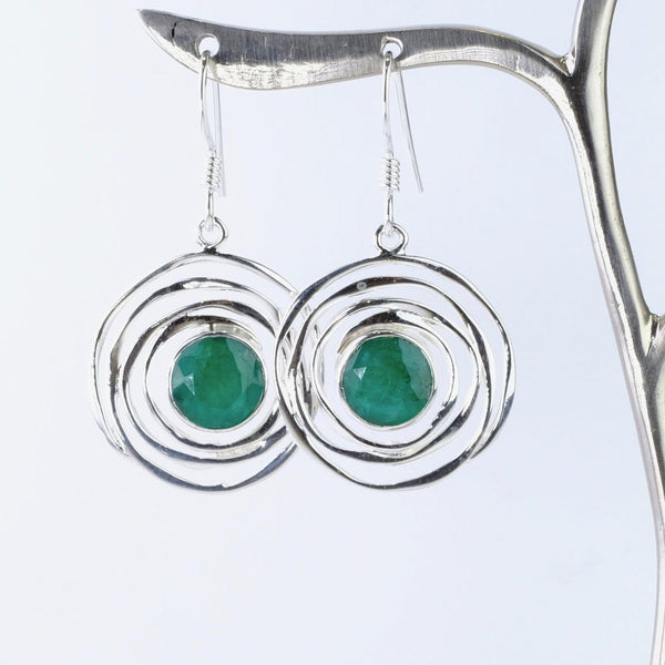 Silver Swirl and Emerald Quartz earrings