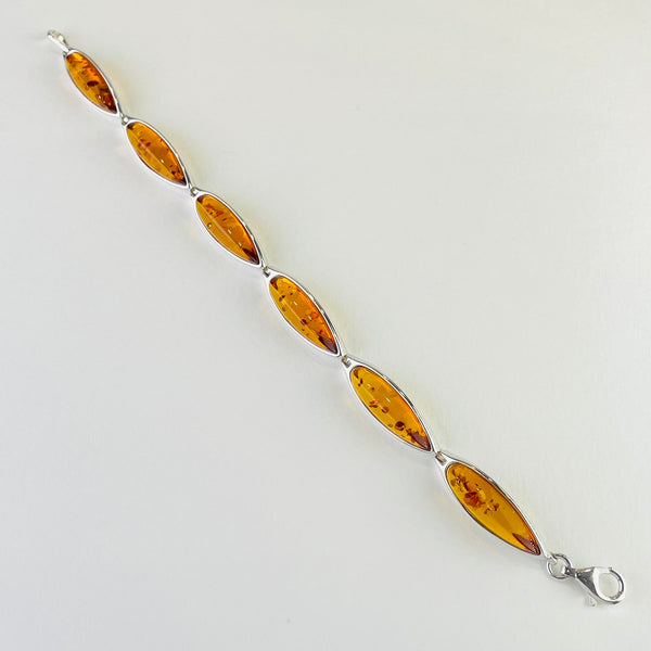 Sterling Silver and Cognac Amber Bracelet.