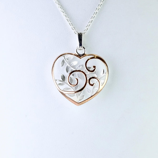 Silver Decorated Heart Shaped Pendant by 'Unique'