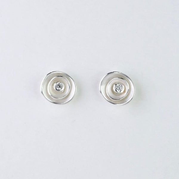 Silver button sales stud earrings