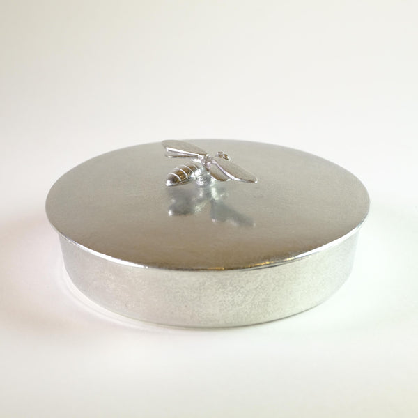 Large Pewter Trinket Box with Bee.