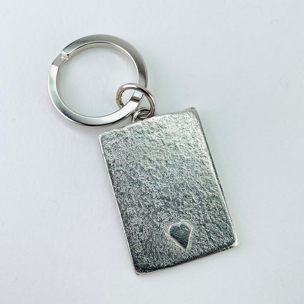 Pewter Single Heart Key Ring.