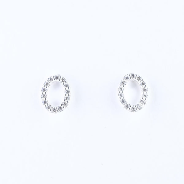 Oval 'Halo' Silver and Cubic Zirconia Studs.