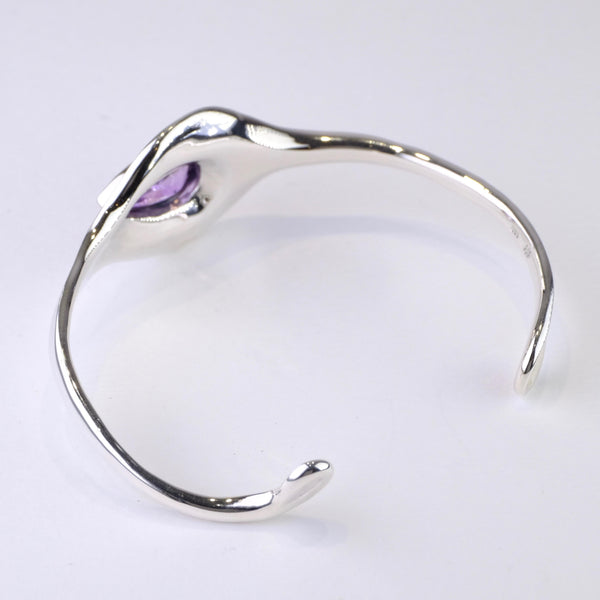 Sterling Silver and Amethyst Torque Bangle Bracelet.