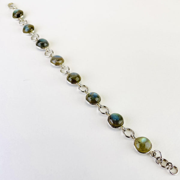 Labradorite and Sterling Silver Link Bracelet.