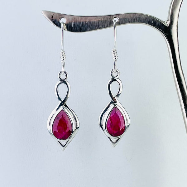 Sterling silver and Ruby Quartz Drops Earrings.