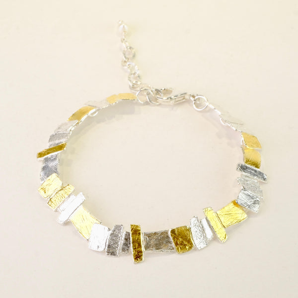 Satin Silver and Gold Plated Linked Bracelet by JB Designs.