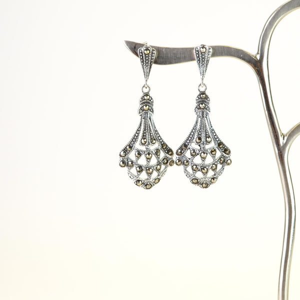 Chandelier Marcasite and Silver Drop Earrings.