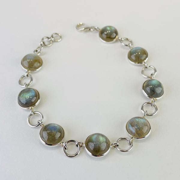 Labradorite and Sterling Silver Link Bracelet.