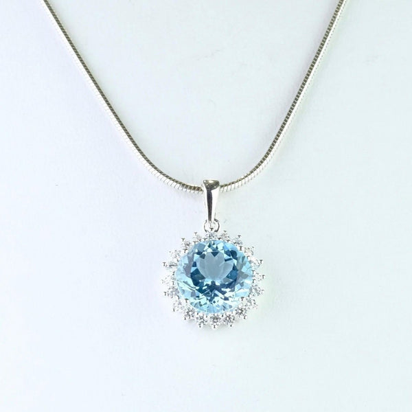 Blue Topaz, Cubic Zirconia and Silver Pendant by JB Designs.