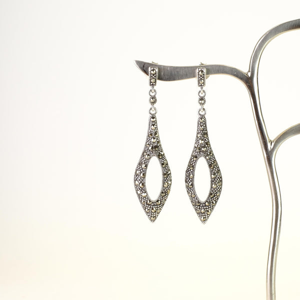 Elegant Marcasite and Silver Drop Earrings.
