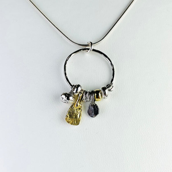 Oxidized Silver and Gold Plated Pendant by JB Designs.